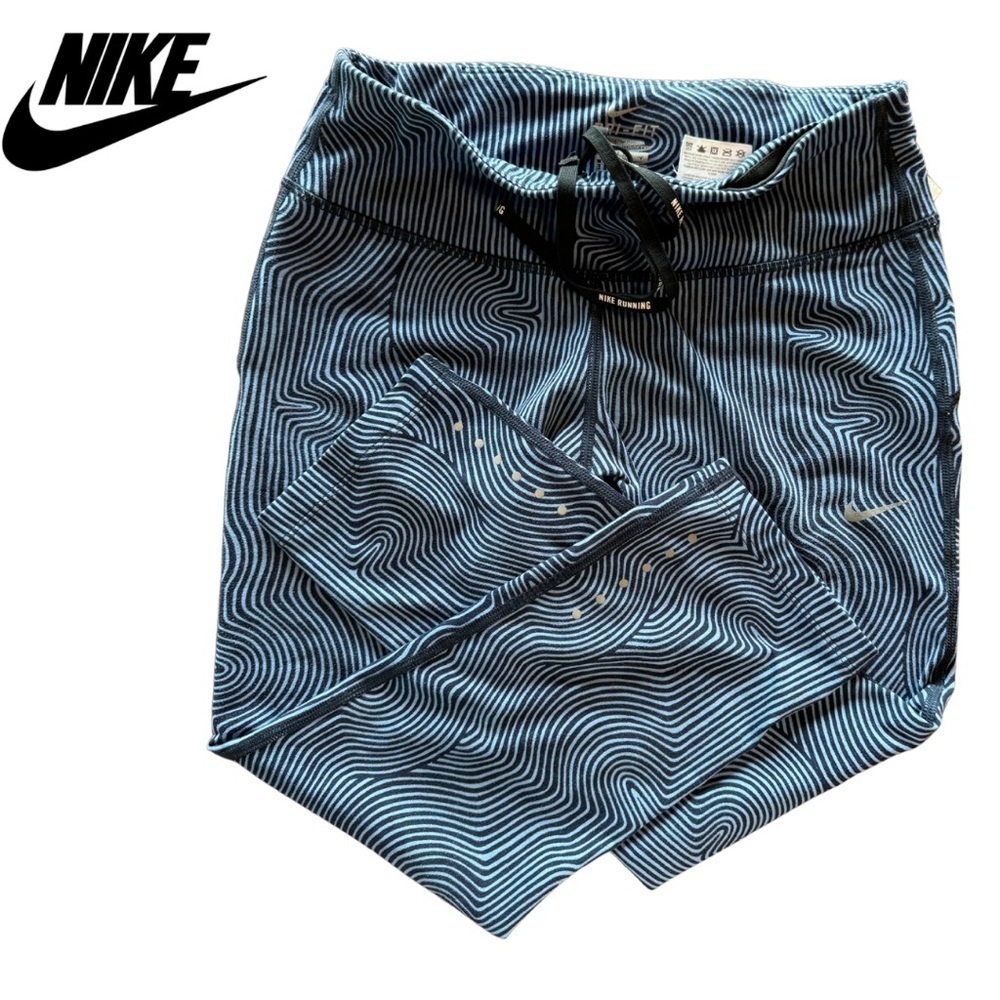 Nike Dri Fit Running Cropped Leggings Small Blue athleisure stretch athletic